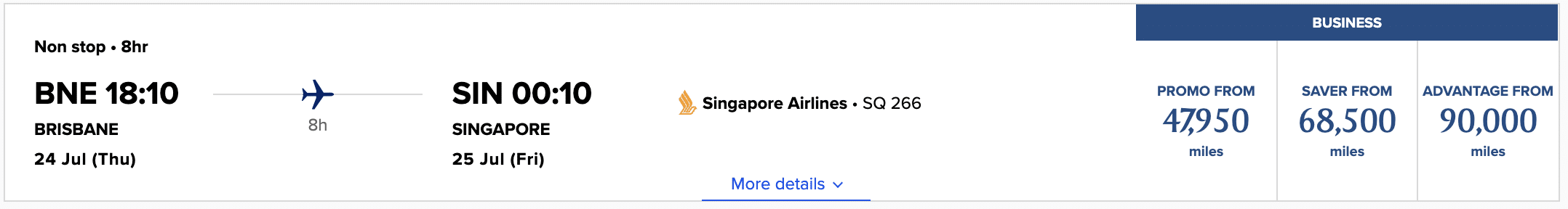 Brisbane to Singapore with Singapore Airlines
